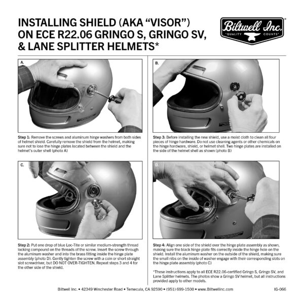 Como instalar visor de casco Biltwell, Gringo S, Gringo SV, Lane Splitter