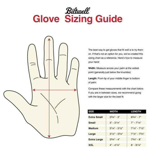 Guantes Biltwell Work Gloves 2.0 - Size Chart