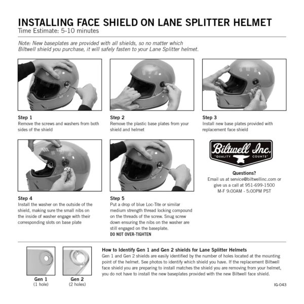Biltwell - Lane Splitter - Gen 2 Shield - Clear - Imagen 10