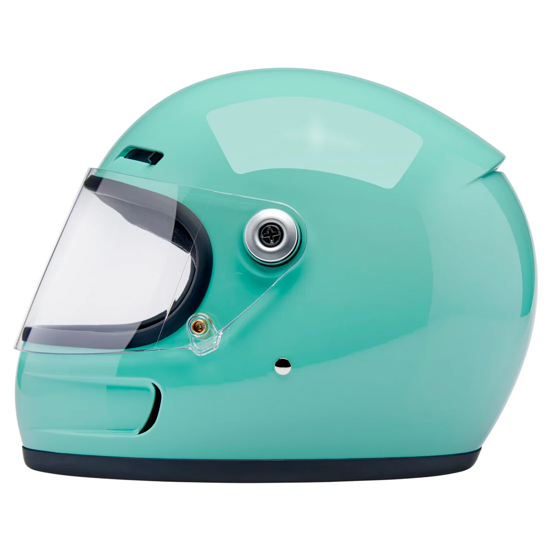 GLOSS MINT JULEP - GRINGO SV de Biltwell es un casco vintage con tomas de aire en frente y menton ademas posee visor incorporado y certificacion europea ECE 22.06