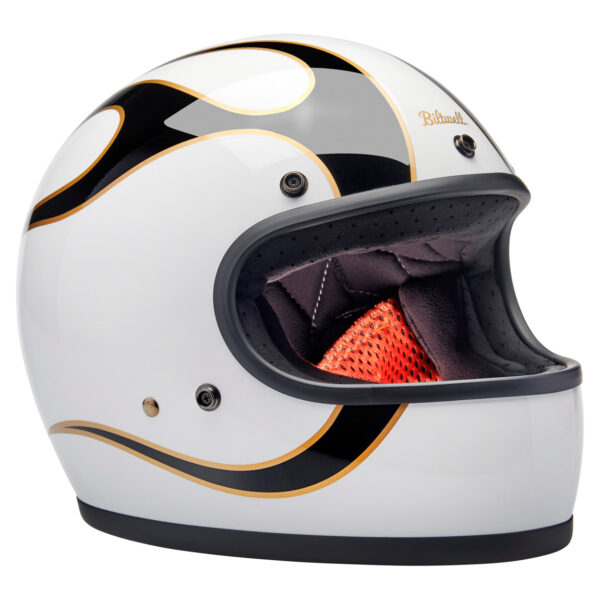 Casco Vintage Biltwell GRINGO ( ECE 22.06) - Gloss White / Black Flames