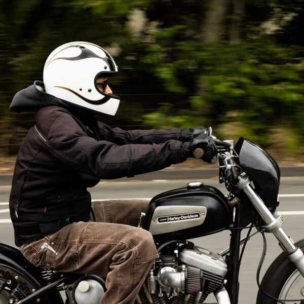 Casco Vintage Biltwell GRINGO ( ECE 22.06) - Gloss White / Black Flames