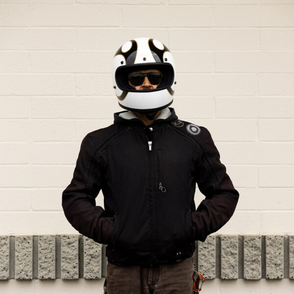 Casco Vintage Biltwell GRINGO ( ECE 22.06) - Gloss White / Black Flames