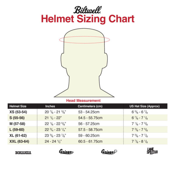 Casco Vintage Biltwell Bonanza - Size Chart