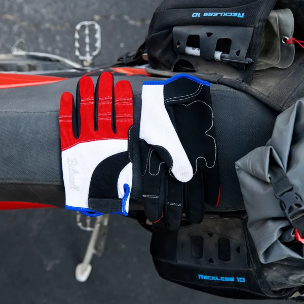Guante Vintage MOTO GLOVES de Biltwell en color Rojo Blanco y Azul.