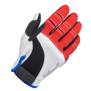 Guante Vintage MOTO GLOVES de Biltwell en color Rojo Blanco y Azul.