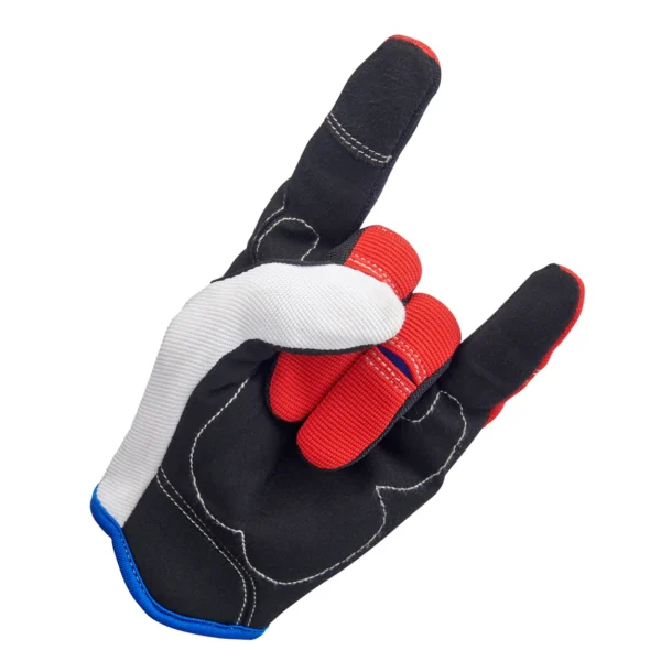Guante Vintage MOTO GLOVES de Biltwell en color Rojo Blanco y Azul.