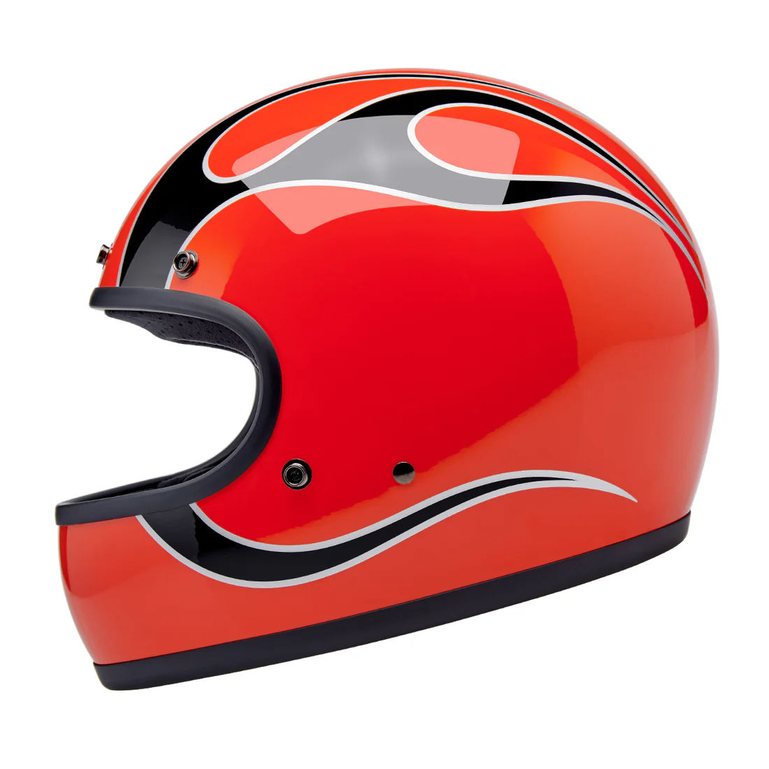 COMPETITION ORANGE FLAMES - Biltwell Gringo, es un casco estilo vintage integral