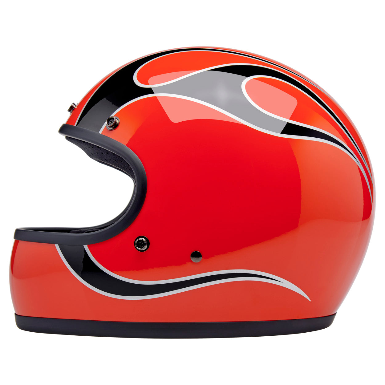 COMPETITION ORANGE FLAMES - Biltwell Gringo, es un casco estilo vintage integral