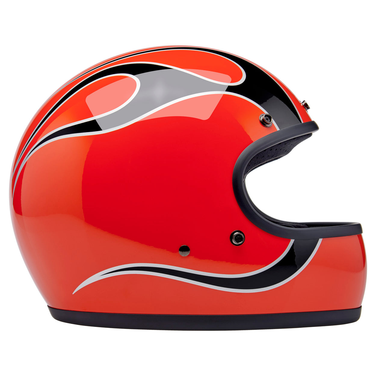 COMPETITION ORANGE FLAMES - Biltwell Gringo, es un casco estilo vintage integral