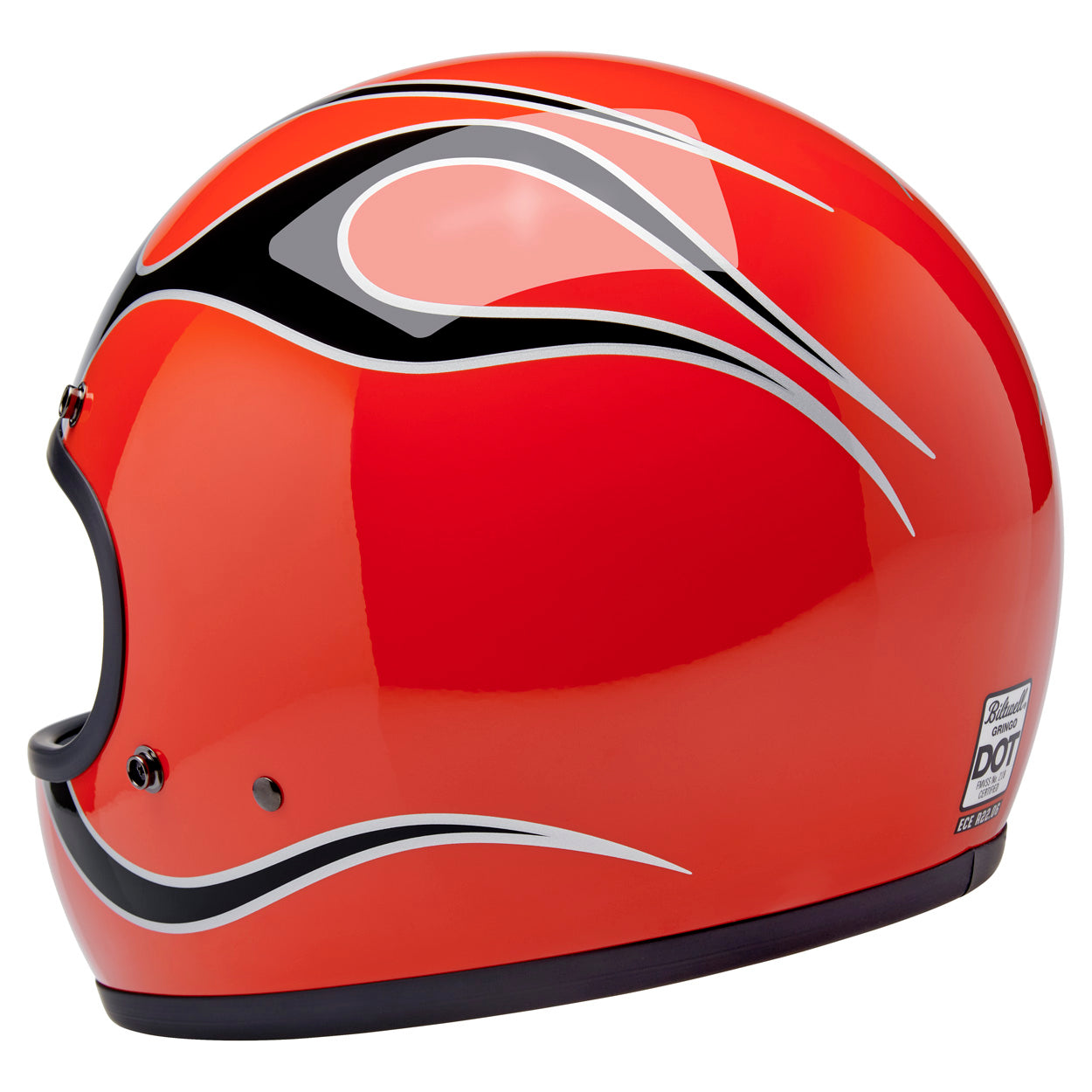 COMPETITION ORANGE FLAMES - Biltwell Gringo, es un casco estilo vintage integral