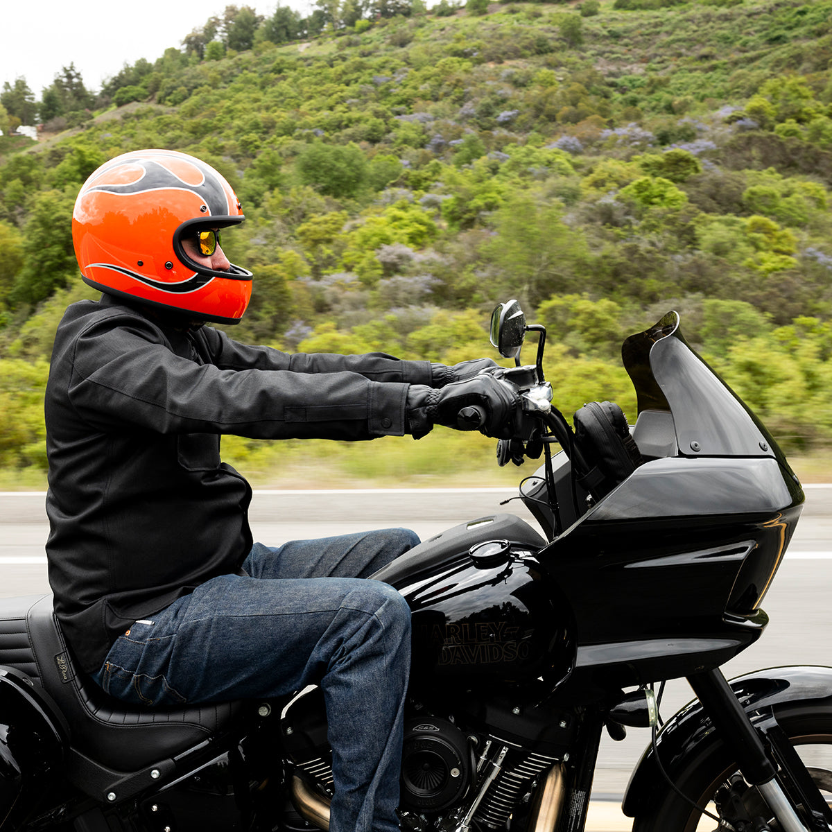 COMPETITION ORANGE FLAMES - Biltwell Gringo, es un casco estilo vintage integral