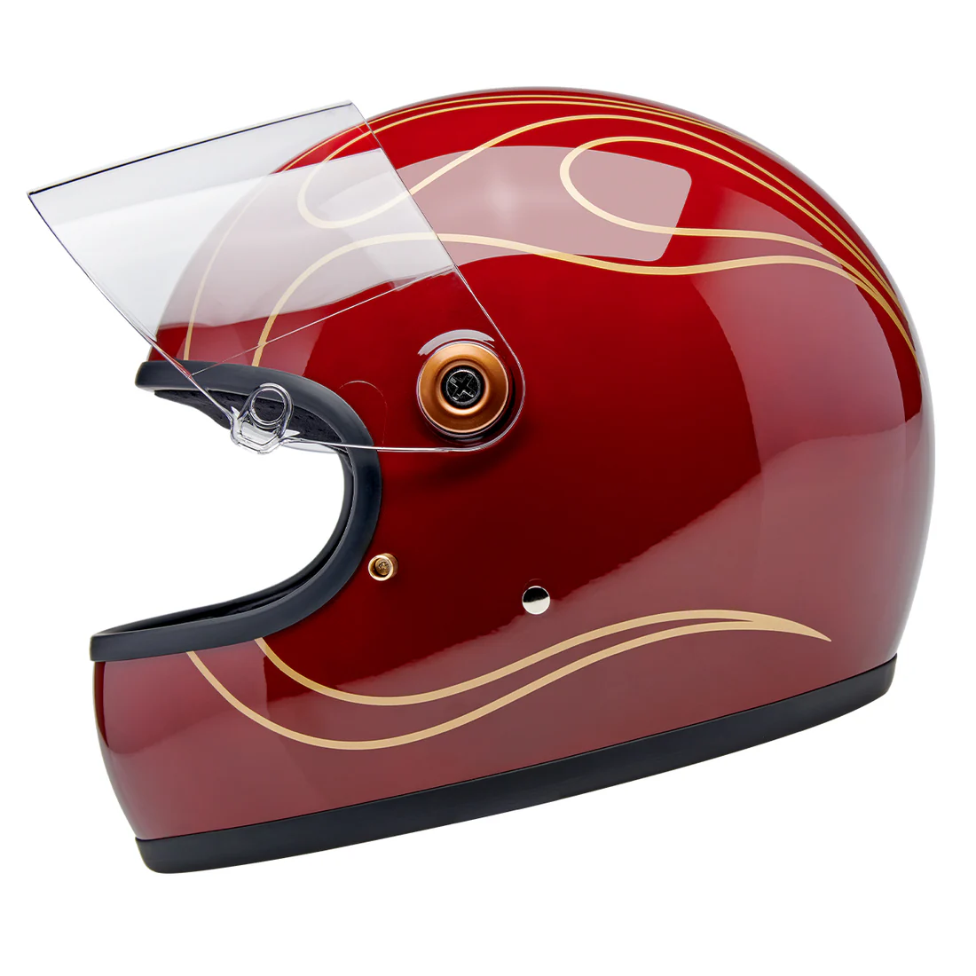 GLOSS GARNET RED FLAMES - Biltwell GRINGO S es un casco estilo vintage con visor incorporado y certificacion europea ECE 22.06
