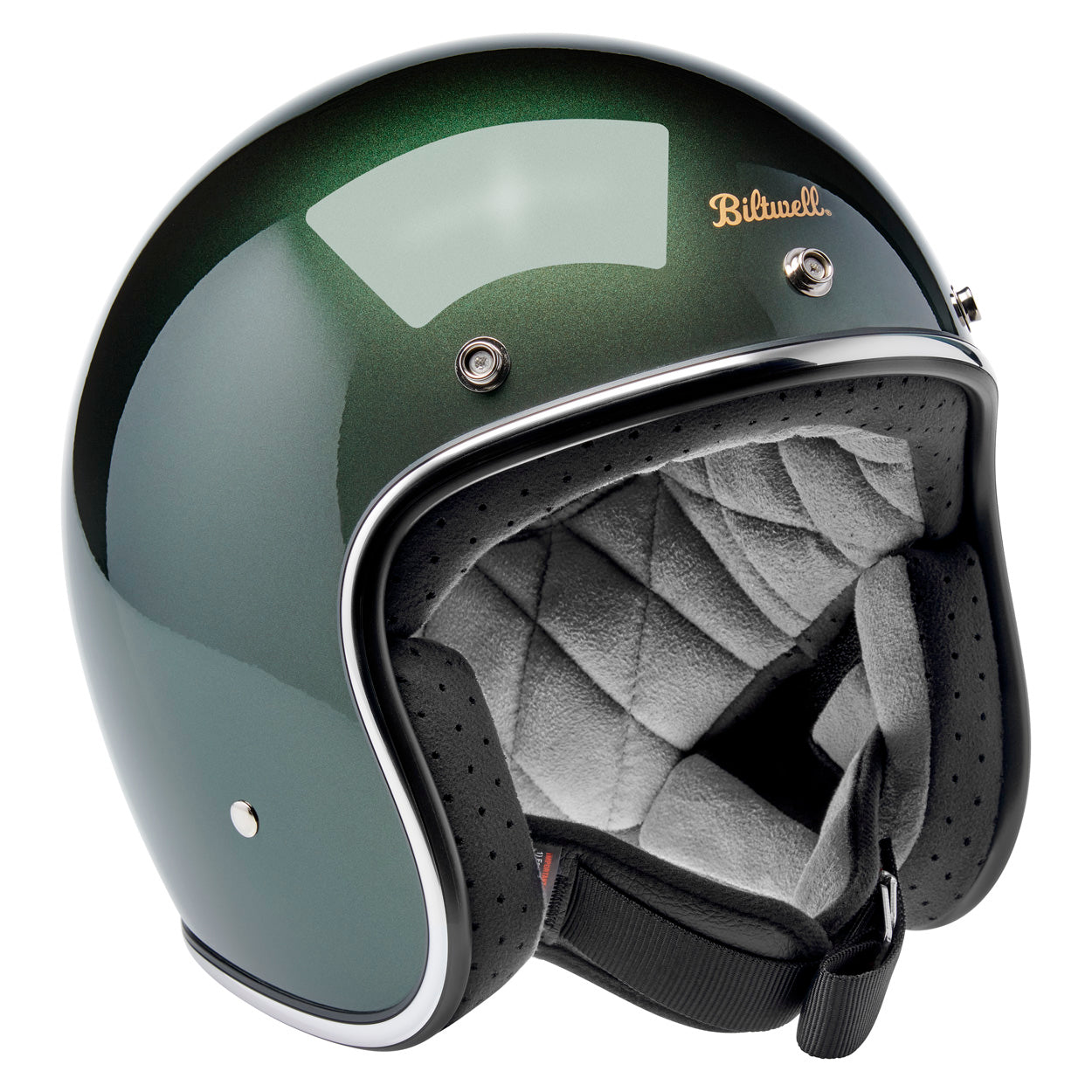 METALLIC SIERRA GREEN - Biltwell Bonanza, es un casco estilo vintage 3/4
