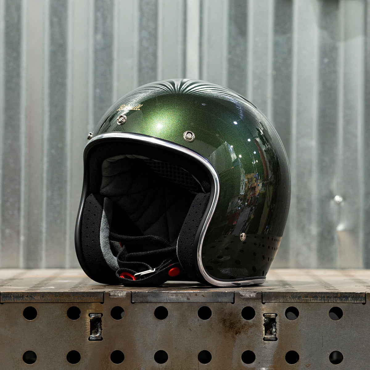 METALLIC SIERRA GREEN - Biltwell Bonanza, es un casco estilo vintage 3/4