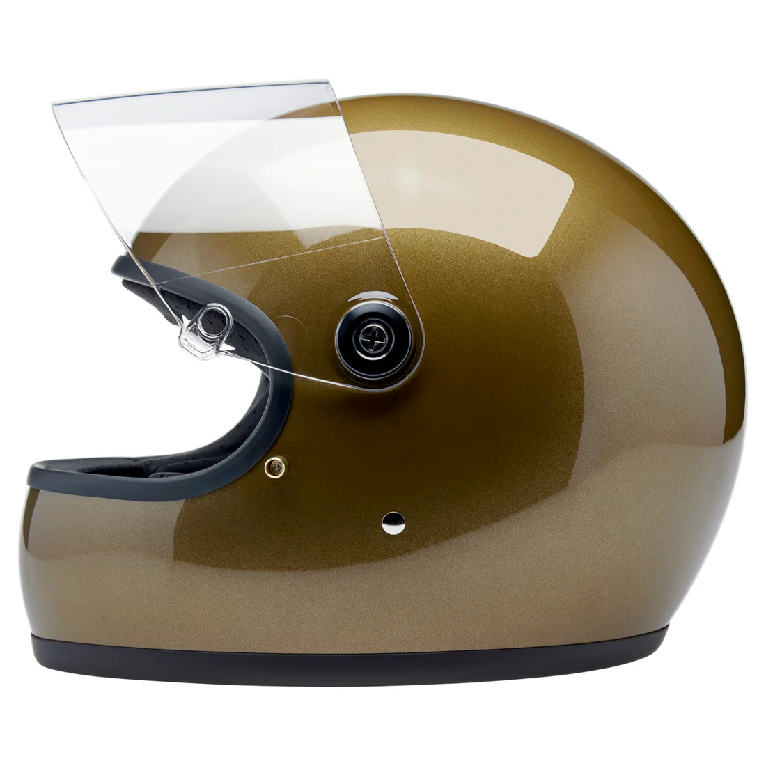 METALLIC UGLY GOLD - Biltwell GRINGO S, es un casco estilo vintage con visor incorporado y certificacion europea ECE 22.06